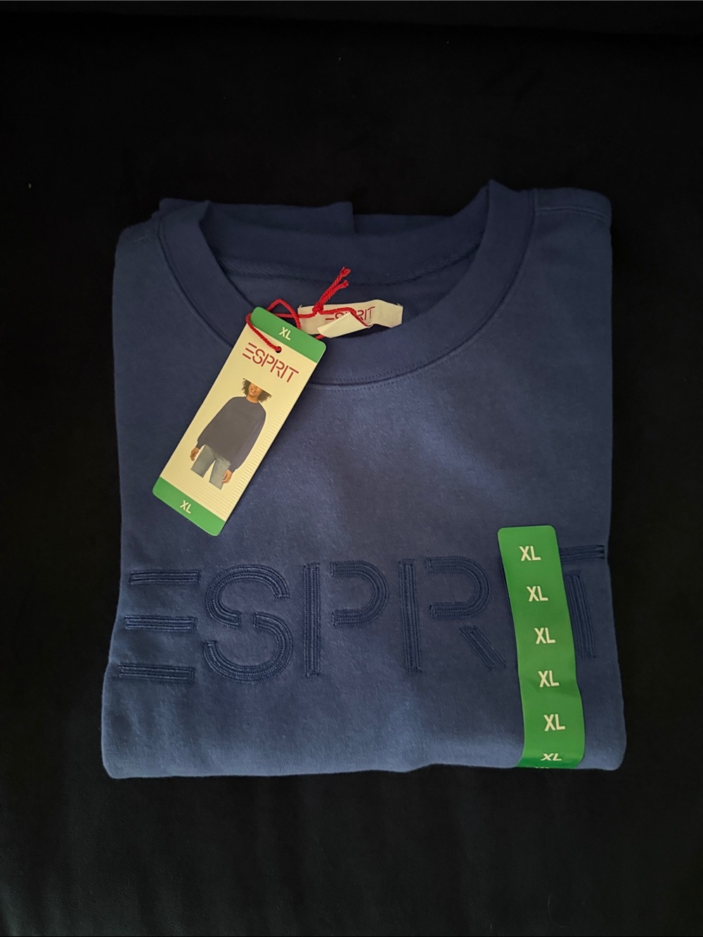 Esprit Embossed Logo Crewneck Sweatshirt in Navy Blue